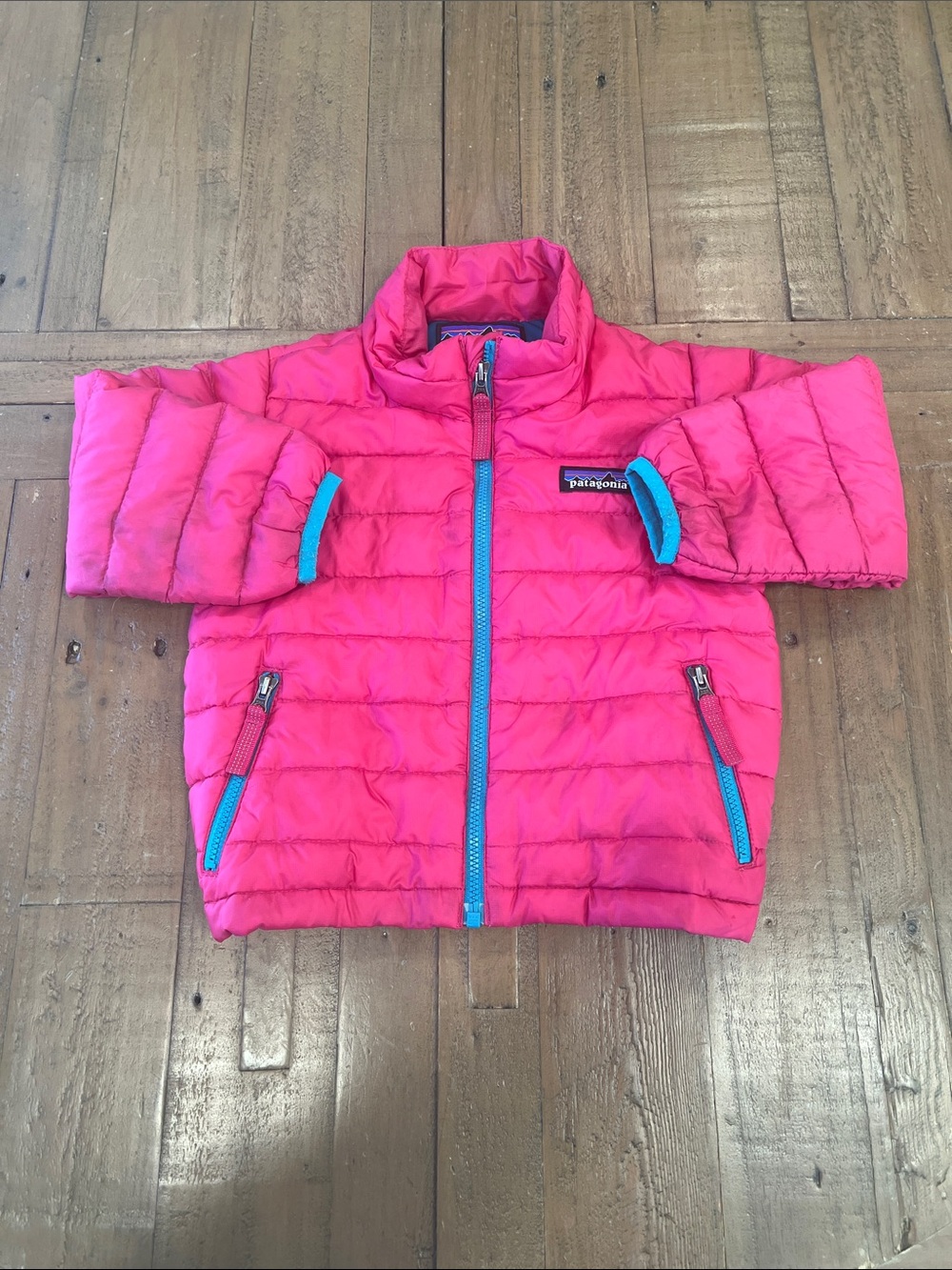 Patagonia better sweater down jacket bright pink 12-18 months